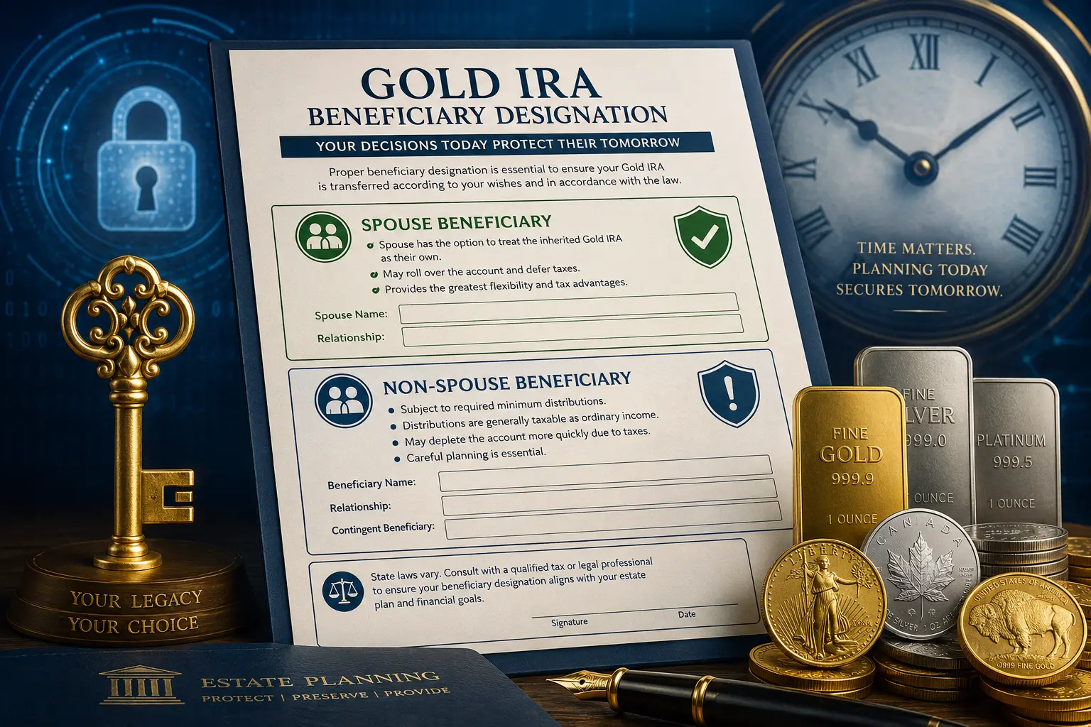 A Gold IRA beneficiary form — the custodian contract that usually overrides the will