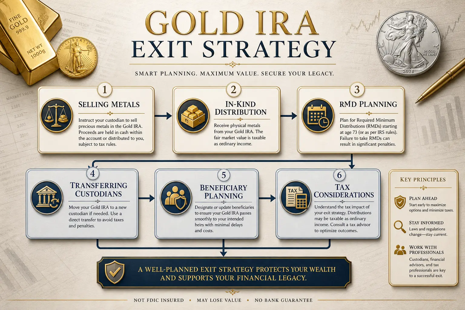 Gold IRA buyback policy checklist covering written terms, bid pricing, product limits, timing, and fees