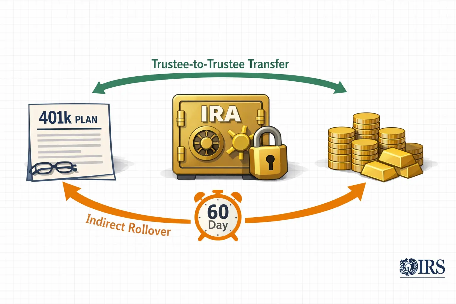 Self-directed IRA account structure diagram showing custodian, depository, approved metals, and tax-risk boundaries