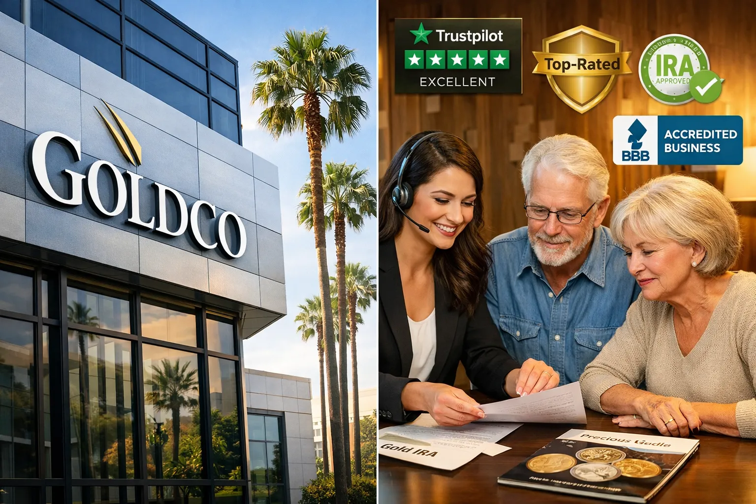 Goldco company overview — headquarters, public review platforms, IRA-related service notes, and business profile details customers may want to verify directly.